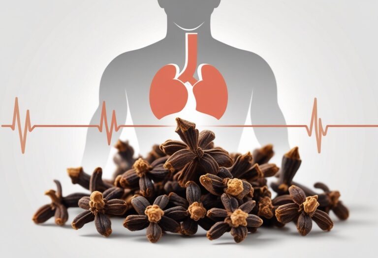 Ilustração mostrando cravos-da-índia em primeiro plano e uma silhueta humana ao fundo com um símbolo de pulsação no peito.