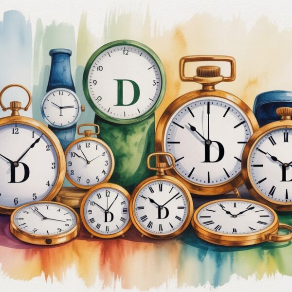 Vários relógios diferentes dispostos juntos, mostrando diferentes horários em um fundo suave e colorido.